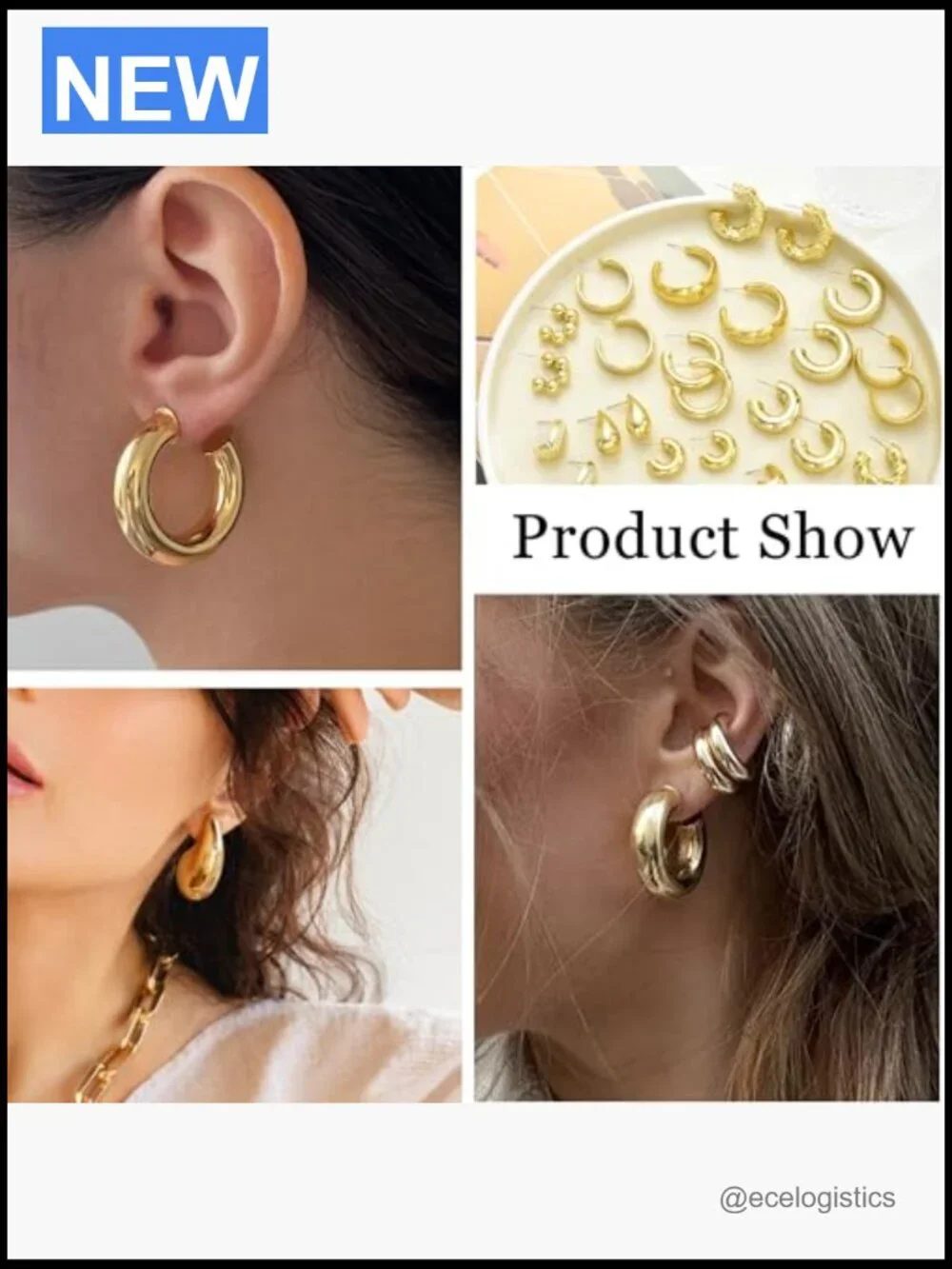 46 Pairs Gold Hoop Earrings Set - Chunky Twist Pearl Studs Multipack